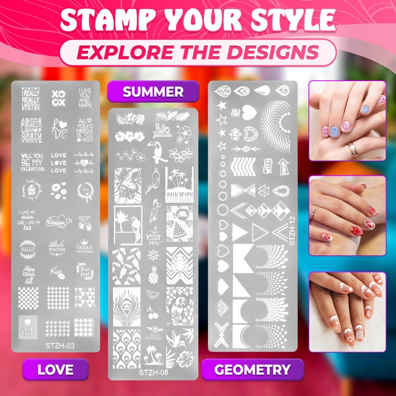 Tesorrio 12 Pcs Nail Art Plate for Holidays - Nail Stamping Plates with Different Themes, Animal Plates & Flower Plates for Nails Art Design - Stylish Stamping Plates Set to Design Unique Nails for Women Girls - Image 3